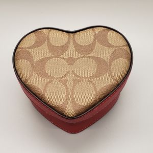 Coach Heart shaped trinket box. Brown, tan and red